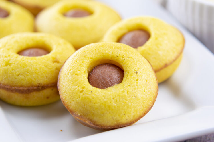 Mini corn dogs and a dipping sauce for a kid-friendly snack